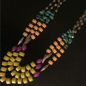 Anthropologie Yellow, Purple, and Turquoise Beaded Necklace
